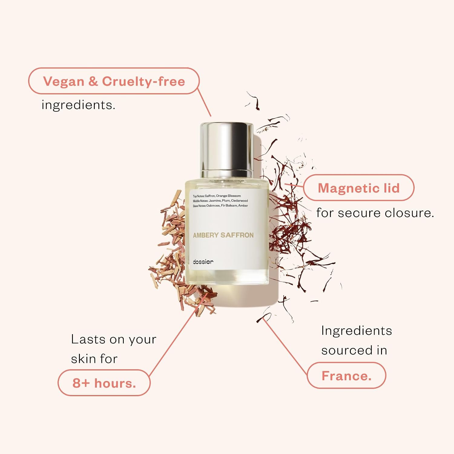 Dossier - Ambery Saffron - Packs of 2 (50ml & 100ml) - Eau de Parfum - Inspired by B.accarat R.ouge 540 - Vegan, Unisex Perfume Spray - Image 5