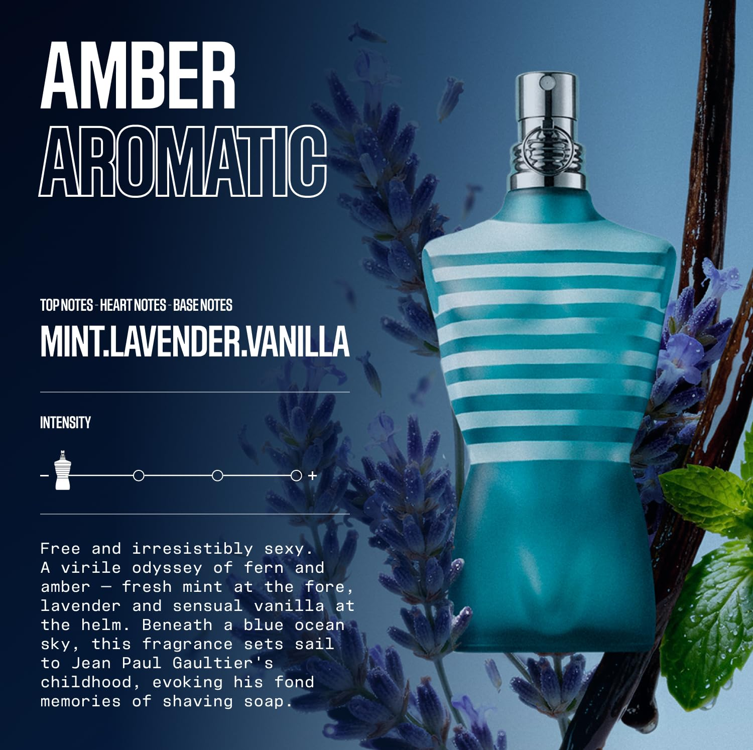 Jean Paul Gaultier Le Male Eau de Toilette – Long Lasting Amber Aromatic Cologne for Men with Fresh Mint, Lavender & Sensual Vanilla – Luxury Men’s Cologne Spray - Image 3